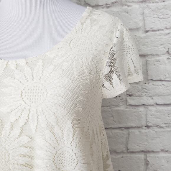 Urban Outfitters Lace Floral Lace Trapeze Dress Cream Mini Size Small - Picture 6 of 15